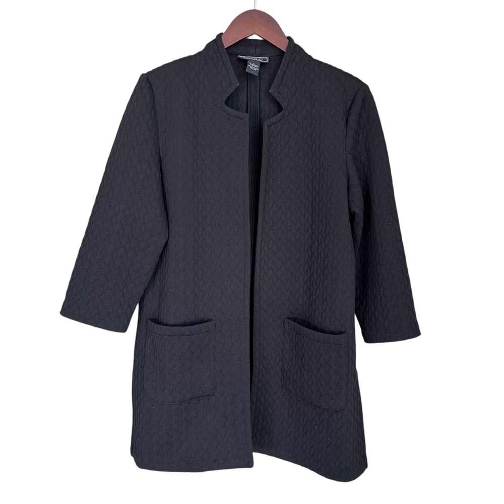 NYCC Open Front Quilted Knit Sweater Jacket Minimalist Career Blazer Capsule